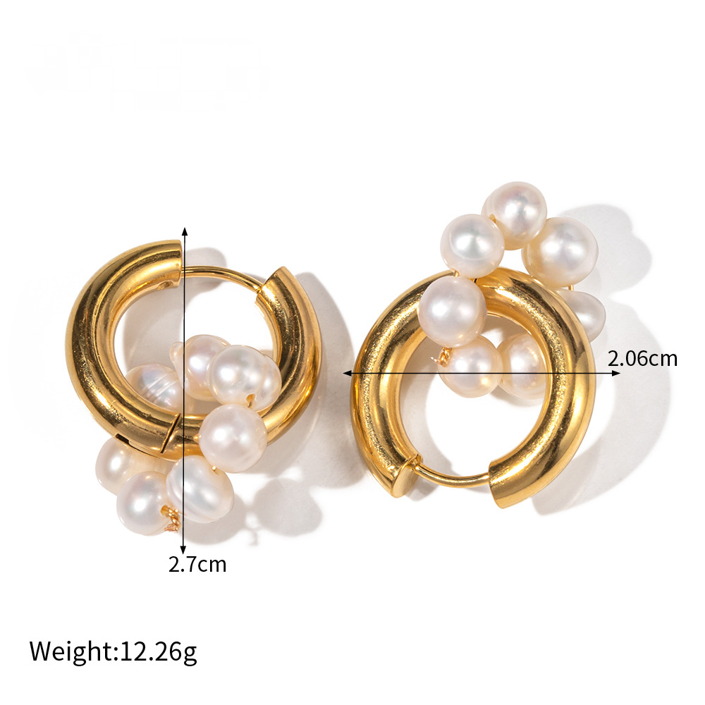 18K Gold PVD Asymmetrical Natural Freshwater Pearl Pendant Earrings