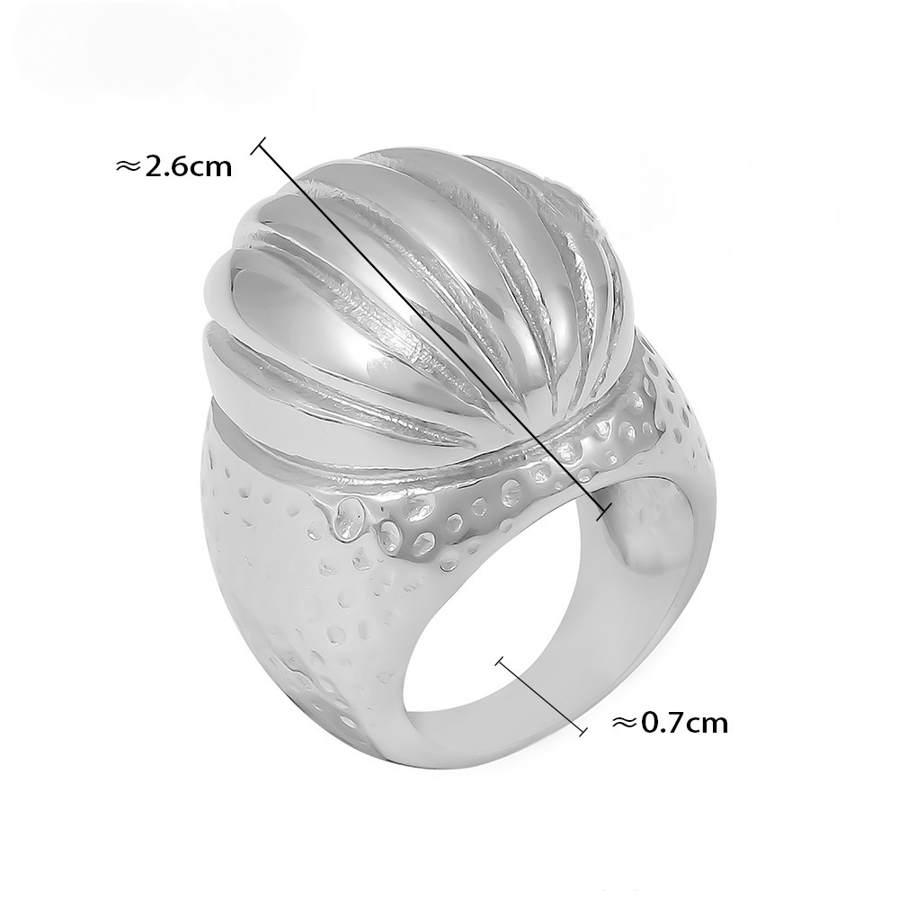 Stainless Steel Vintage Oval Scratched Ring