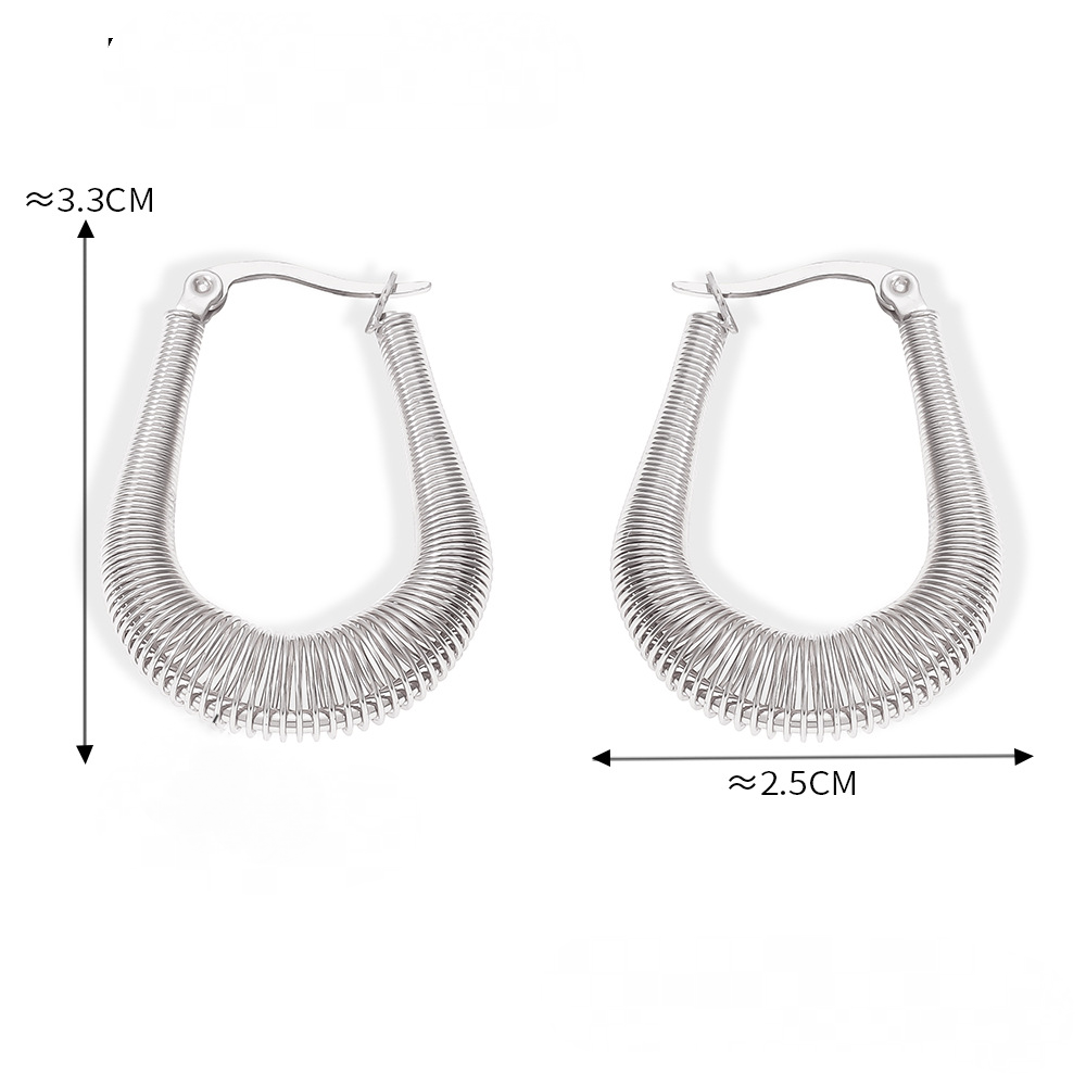 Stainless Steel Personality Spring Line Hoop Earrings