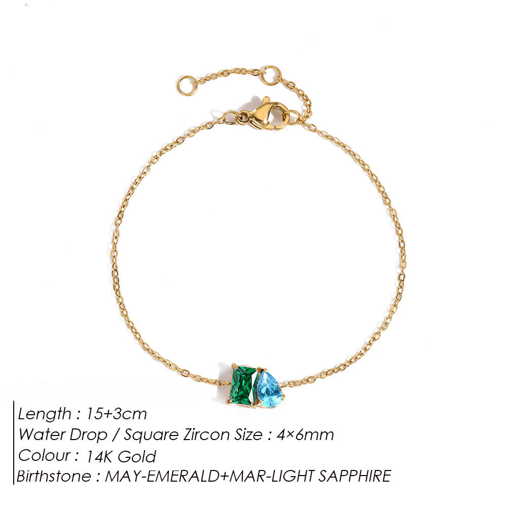 Stainless Steel Birthday Stone Bracelet