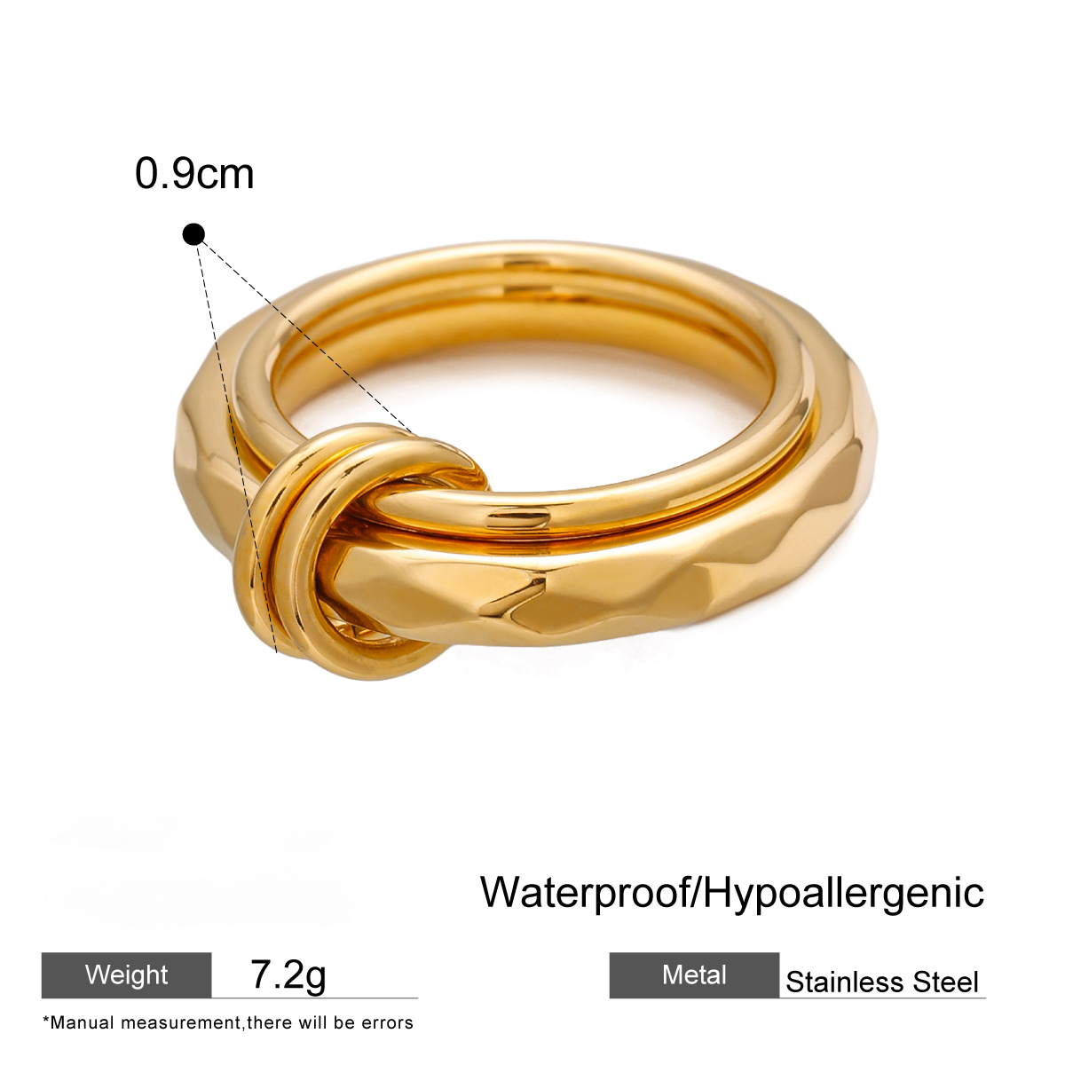 Stainless Steel 18K Gold PVD Tassel Chain Ring