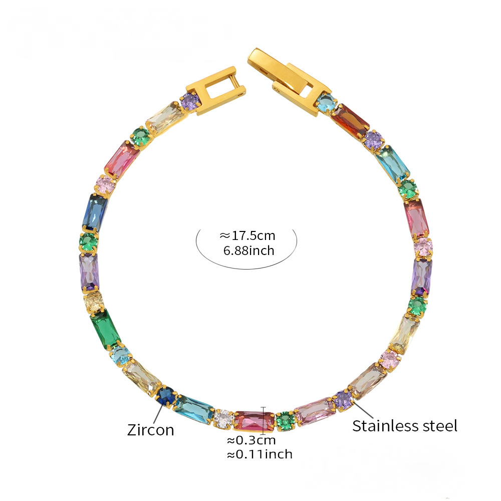 Stainless Steel Square Cubic Zirconia Bracelet
