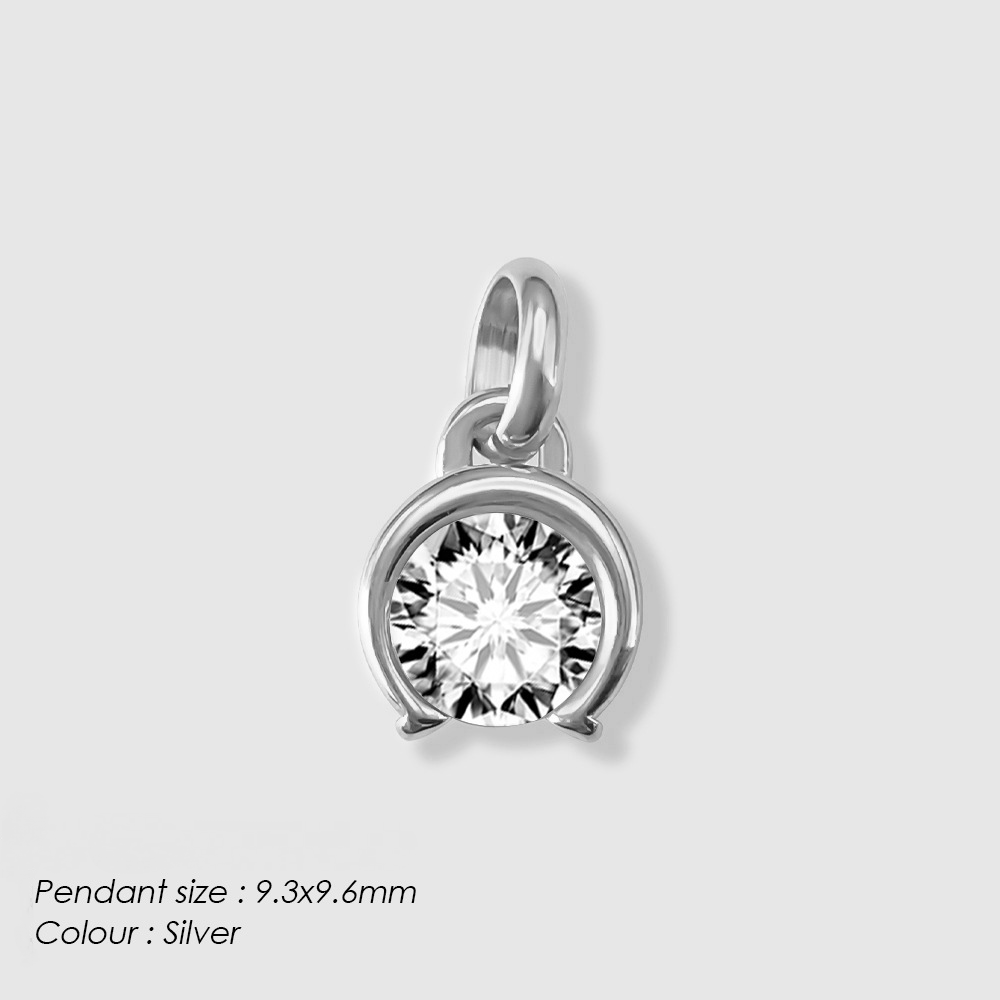 Stainless Steel Moon Star Cubic Zirconia Pendant