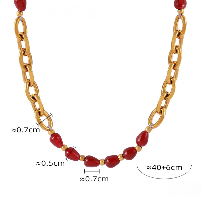 Red Agate Garnet Beaded Design Bracelet Necklace Jewelry Suit