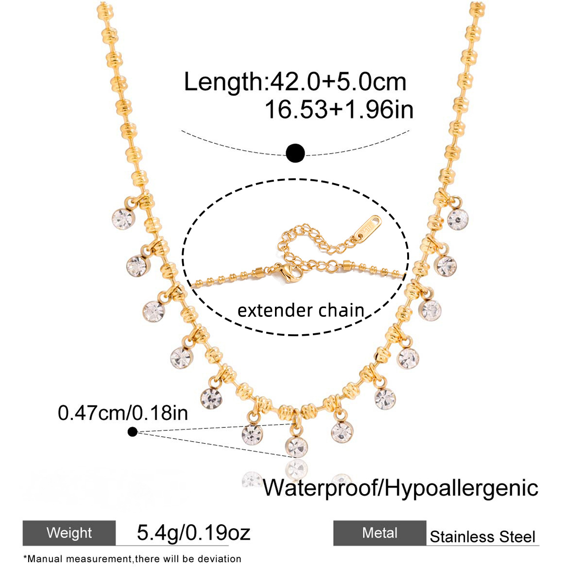 Stainless Steel CZ Necklace Earrings Jewelry Set