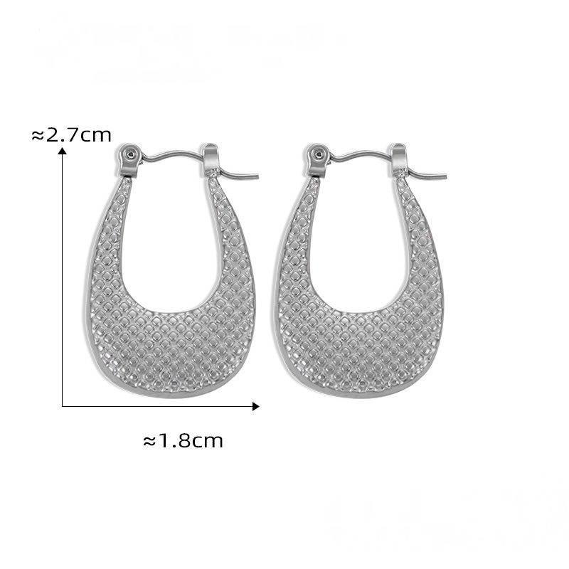 Stainless Steel Geometric Texture 18K Gold PVD Hoop Earrings