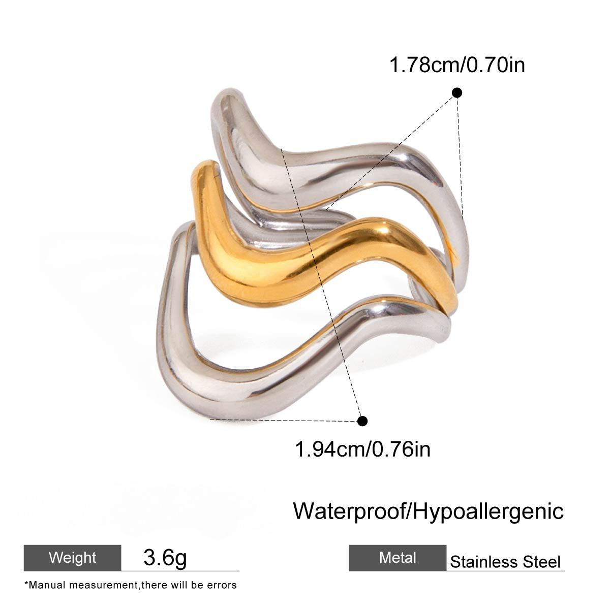 Stainless Steel Two-Tone Gold and Steel Line Ring