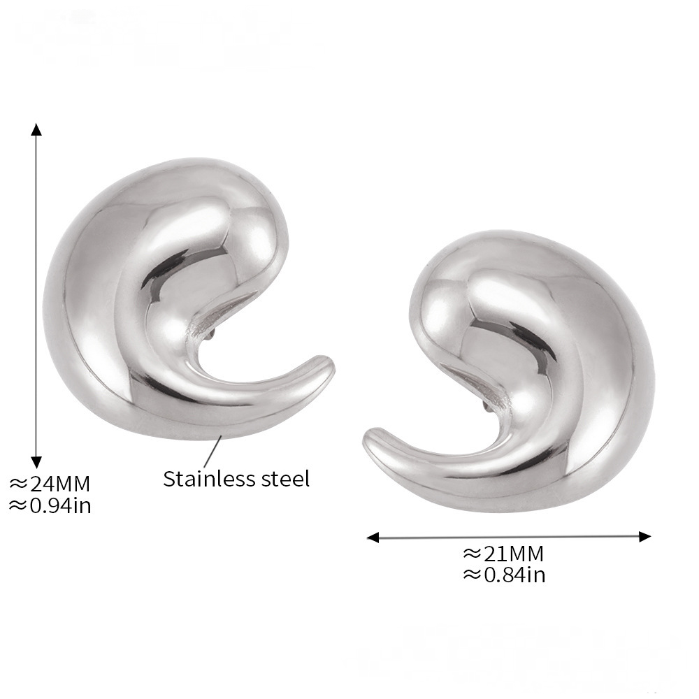 Stainless Steel Simple Curved Water Drop Earrings