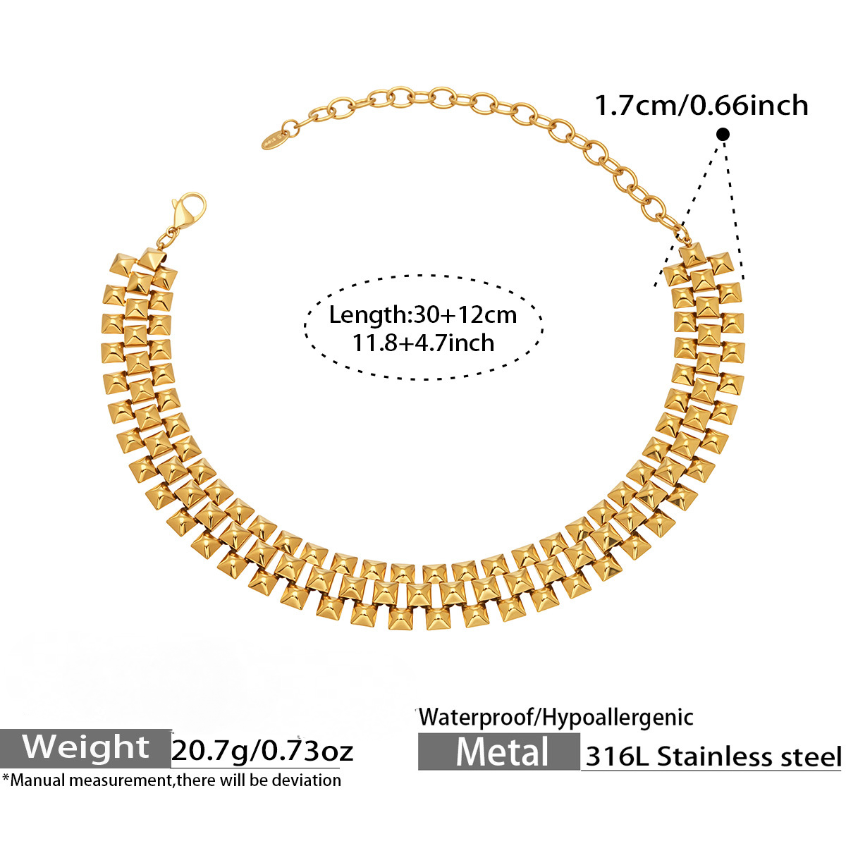 Stainless Steel Thick Chain Necklace Bracelet Jewelry Set