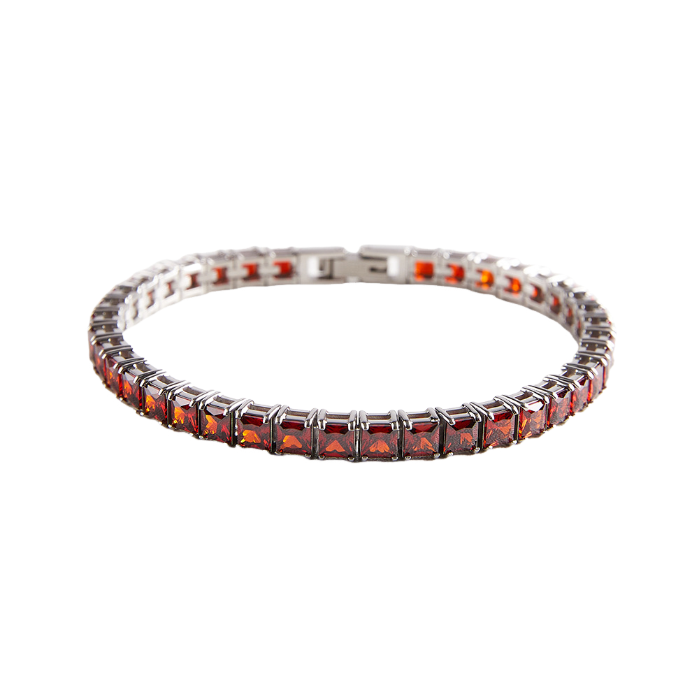 4x4MM Single Row Multi Colored Cubic Zirconia Tennis Bracelet