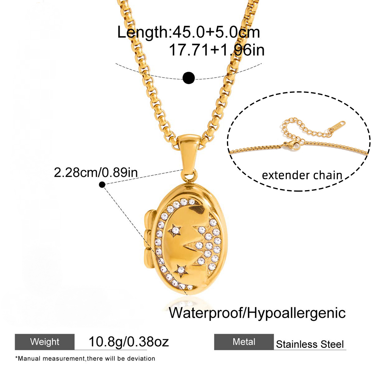 Stainless Steel Photo Box Pendant Necklace