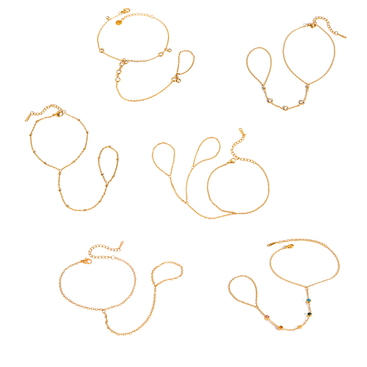 Stainless Steel Cubic Zirconia Pearl Finger Bracelet