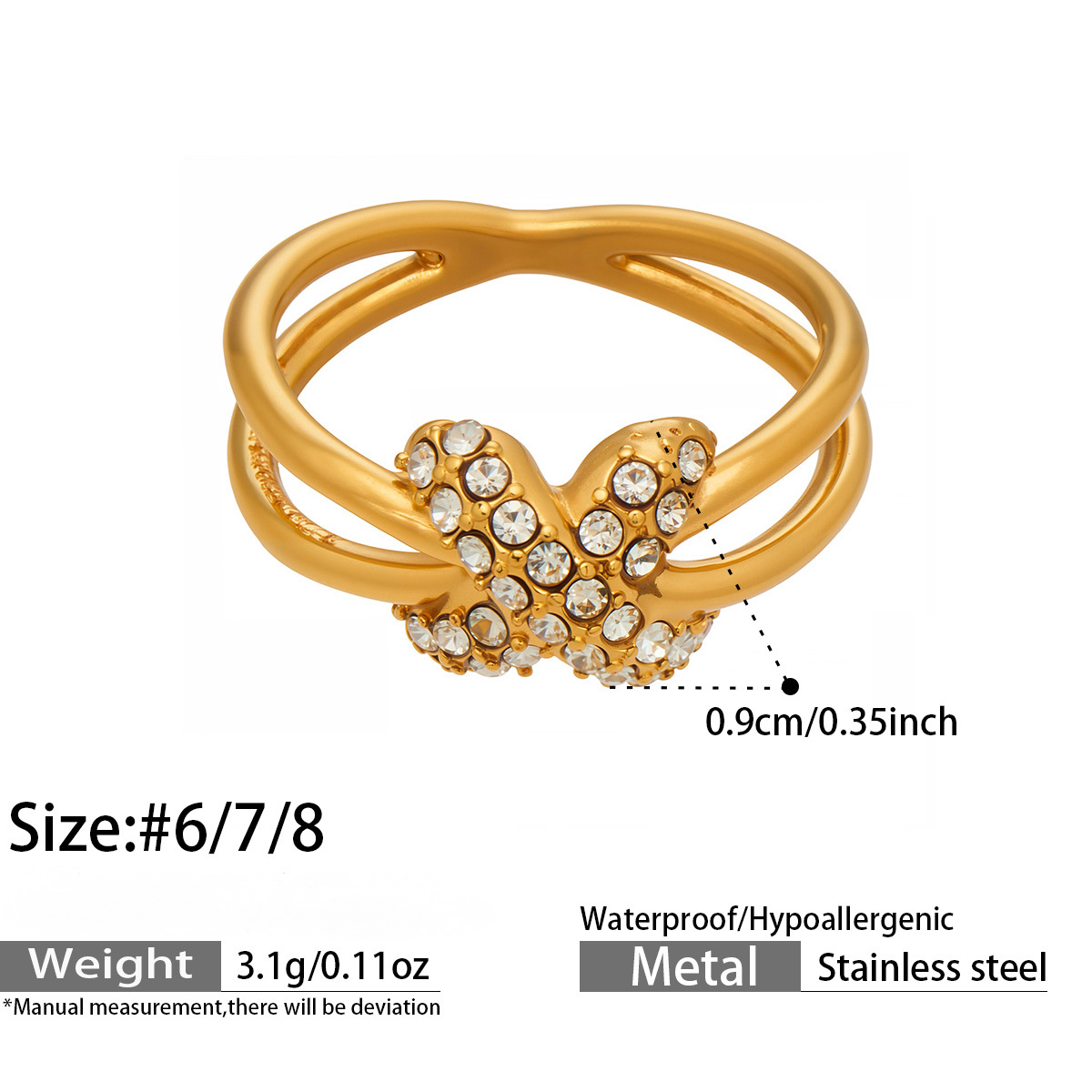 Stainless Steel Black and White Cubic Zirconia Ring