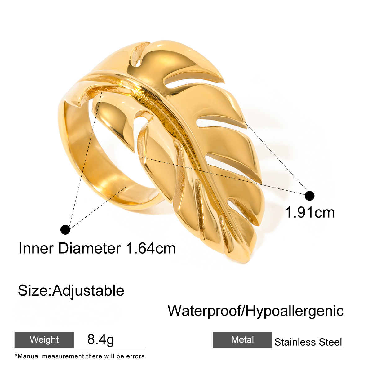 Stainless Steel 18K Gold PVD Pearl Ring