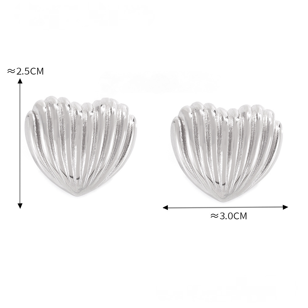 Stainless Steel Heart Shell Stud Earrings