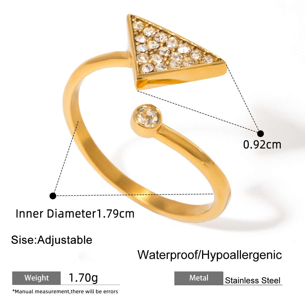 Stainless Steel Light Luxury CZ Geometric Line Ring
