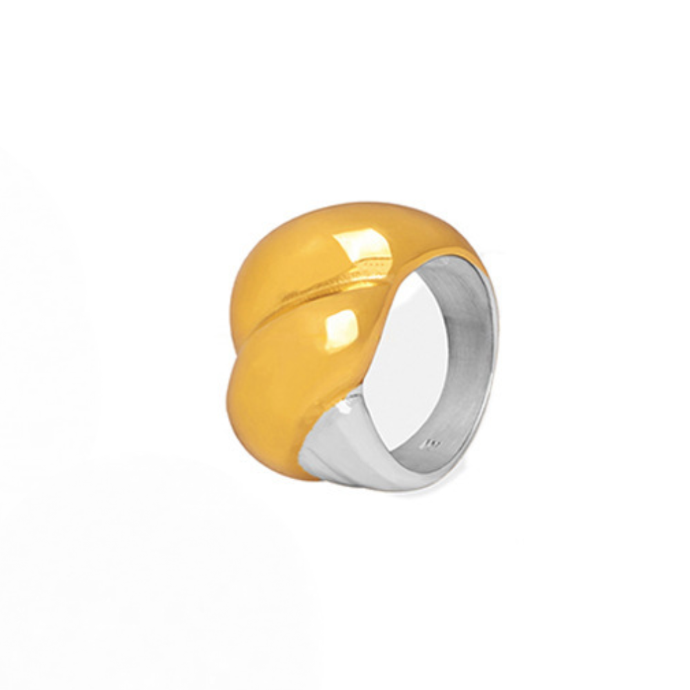 18K Gold PVD Stainless Steel Geometric Cuff Ring