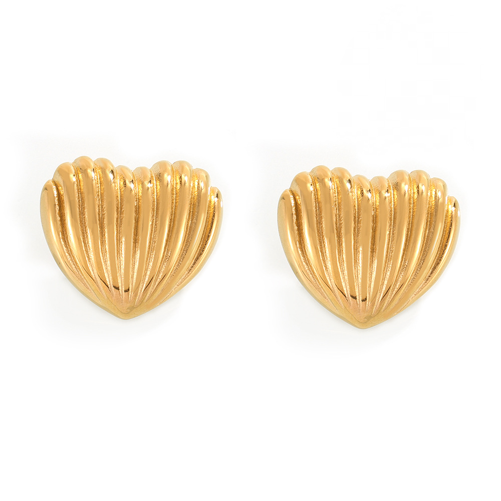 Stainless Steel Heart Shell Stud Earrings