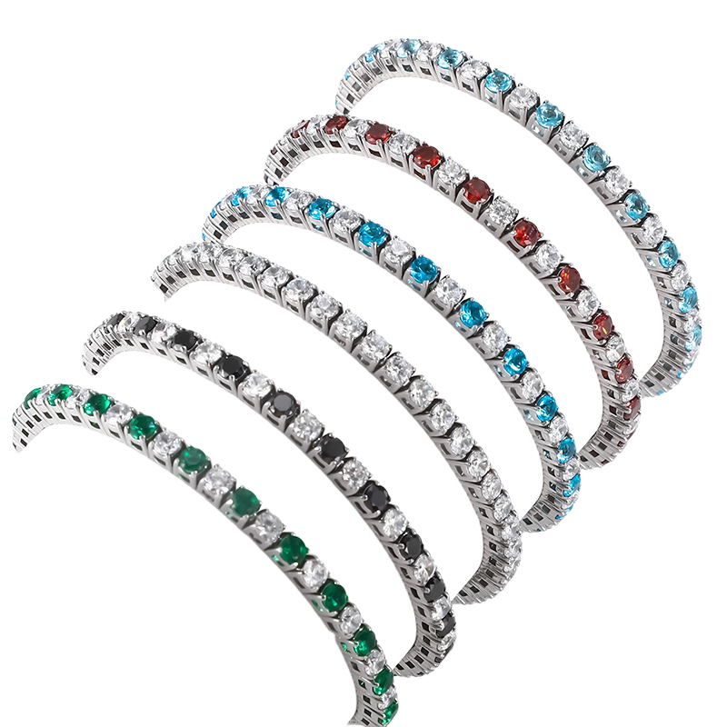Stainless Steel 3MM Round Zircon Adjustable Tennis Bracelet