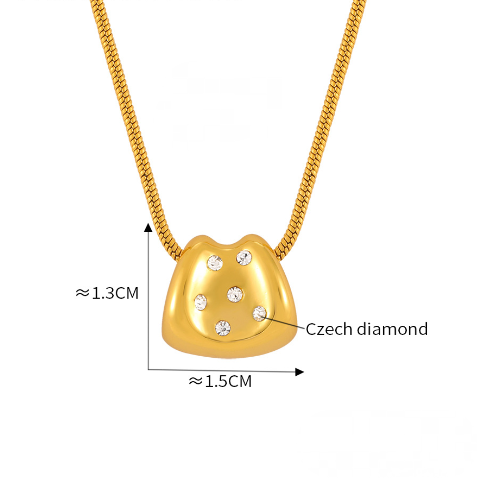 Stainless Steel Snake Chain Irregular Pendant Inlay Cubic Zirconia Necklace
