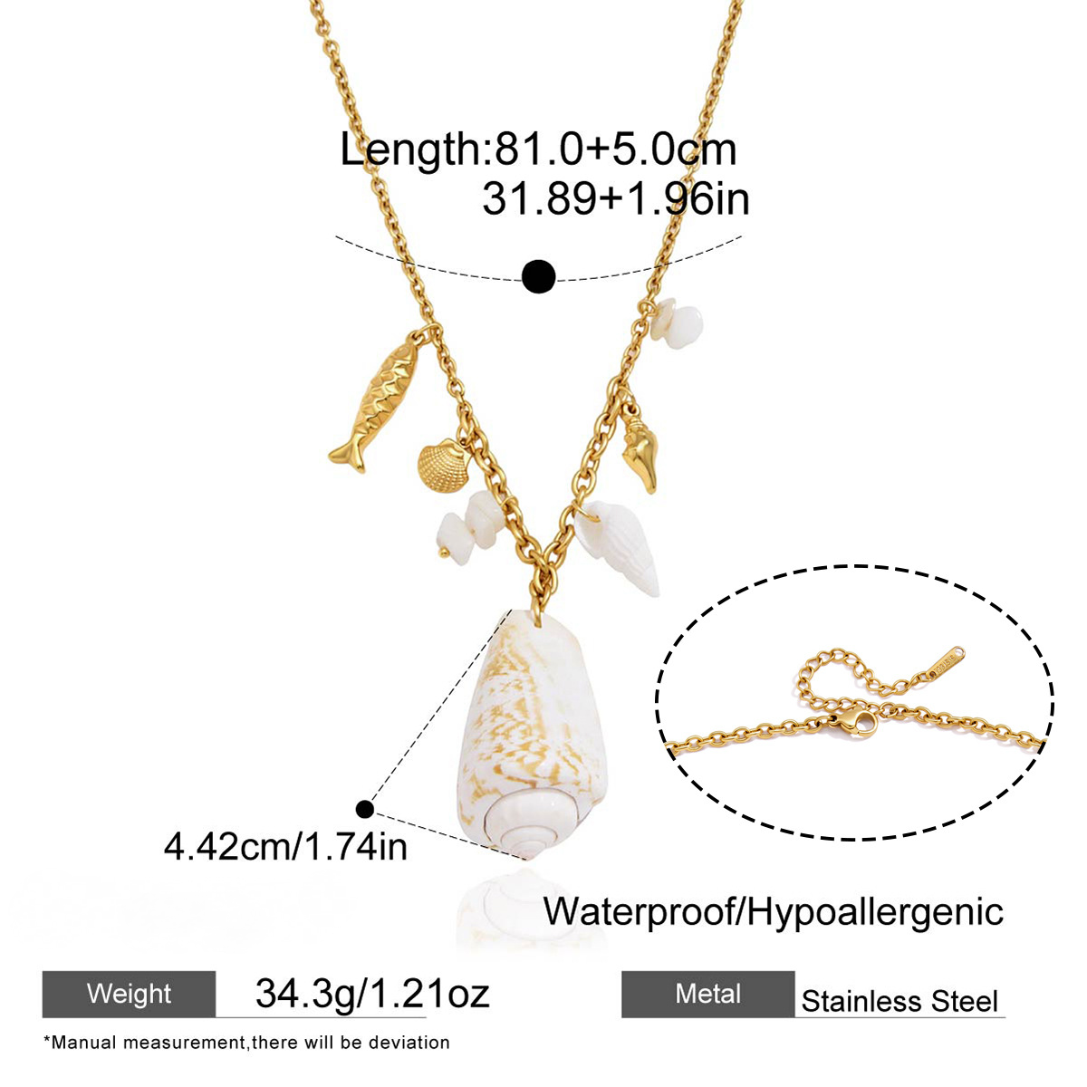 Stainless Steel Conch Pendant Necklace