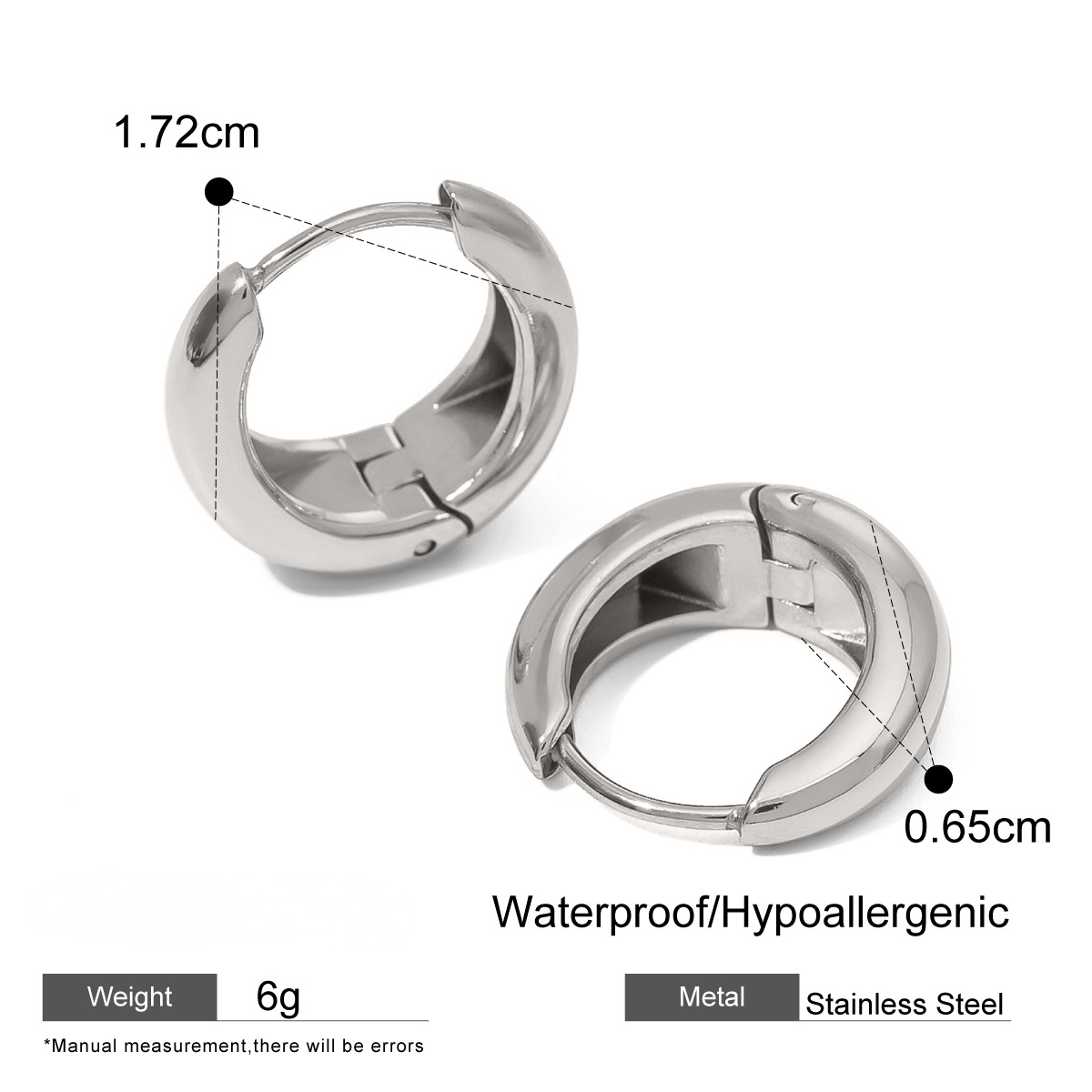 Stainless Steel U-shaped Hoop Earrings
