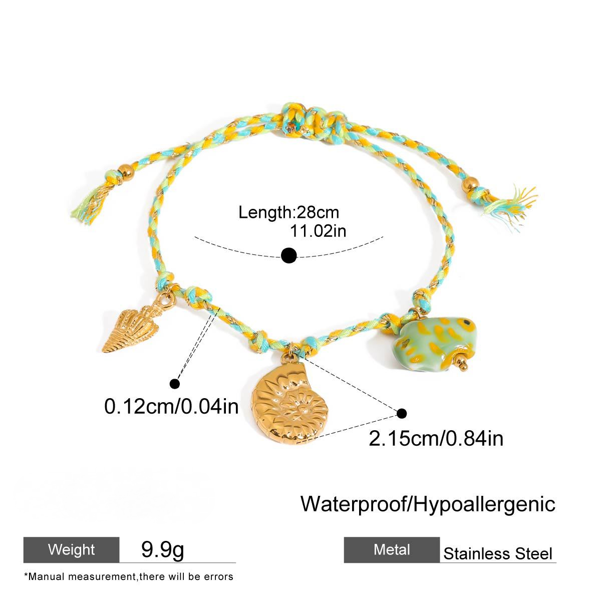 Stainless Steel Ocean Pendant Woven Bracelet With Hand Rope