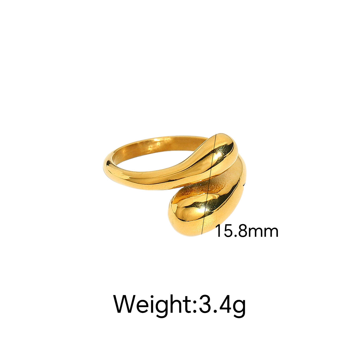 Stainless Steel Irregular Geometric Line Open Ring
