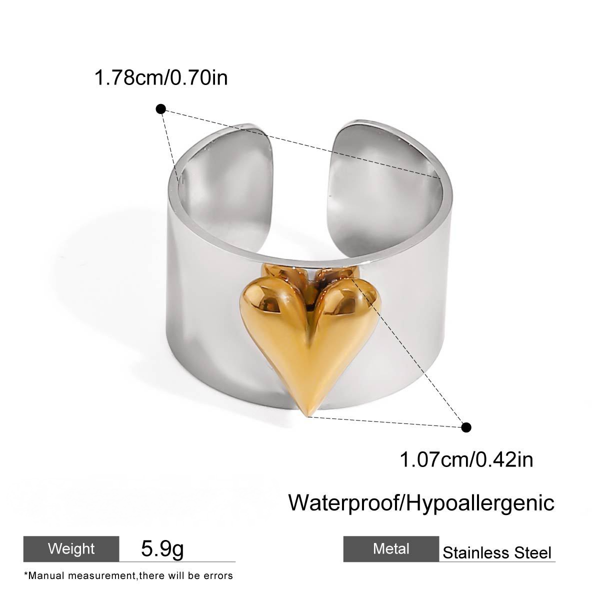Stainless Steel Heart-shaped Cherry Band Ring