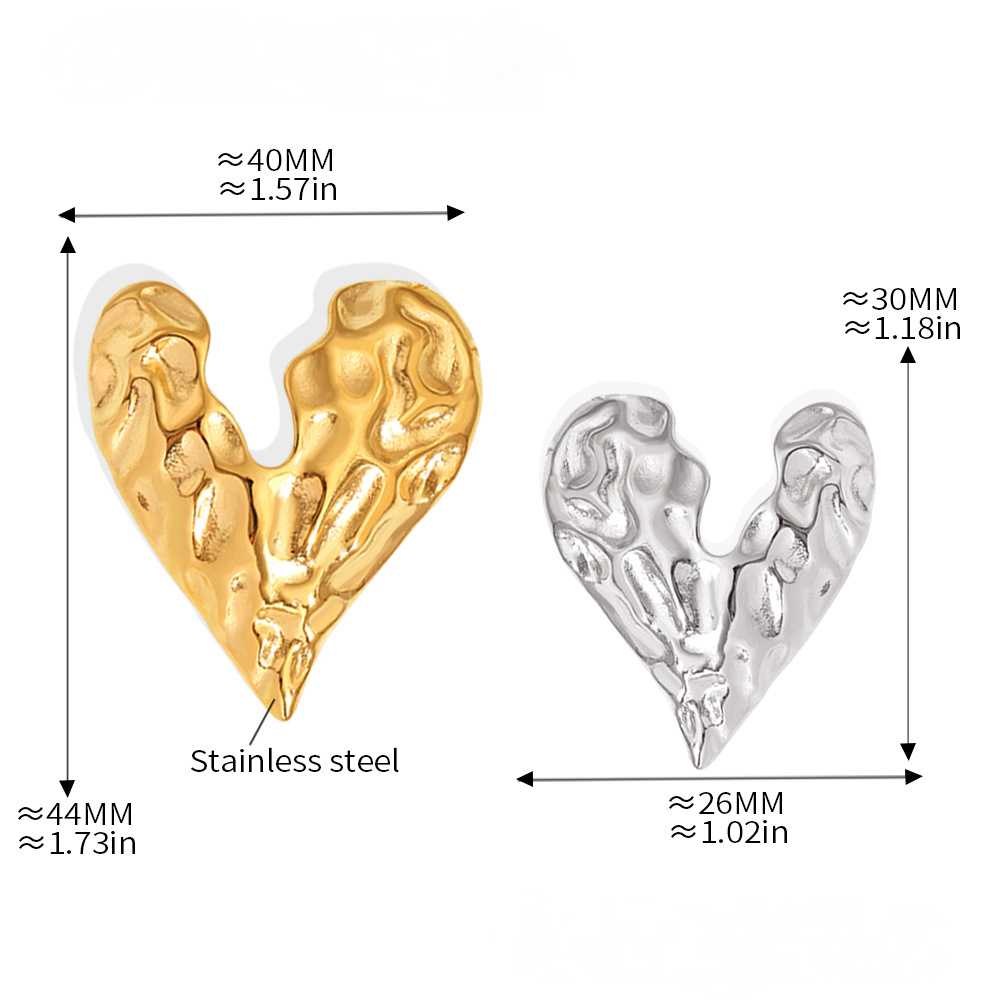 Irregular Texture Heart Shaped Necklace Earrings Jewelry Suit
