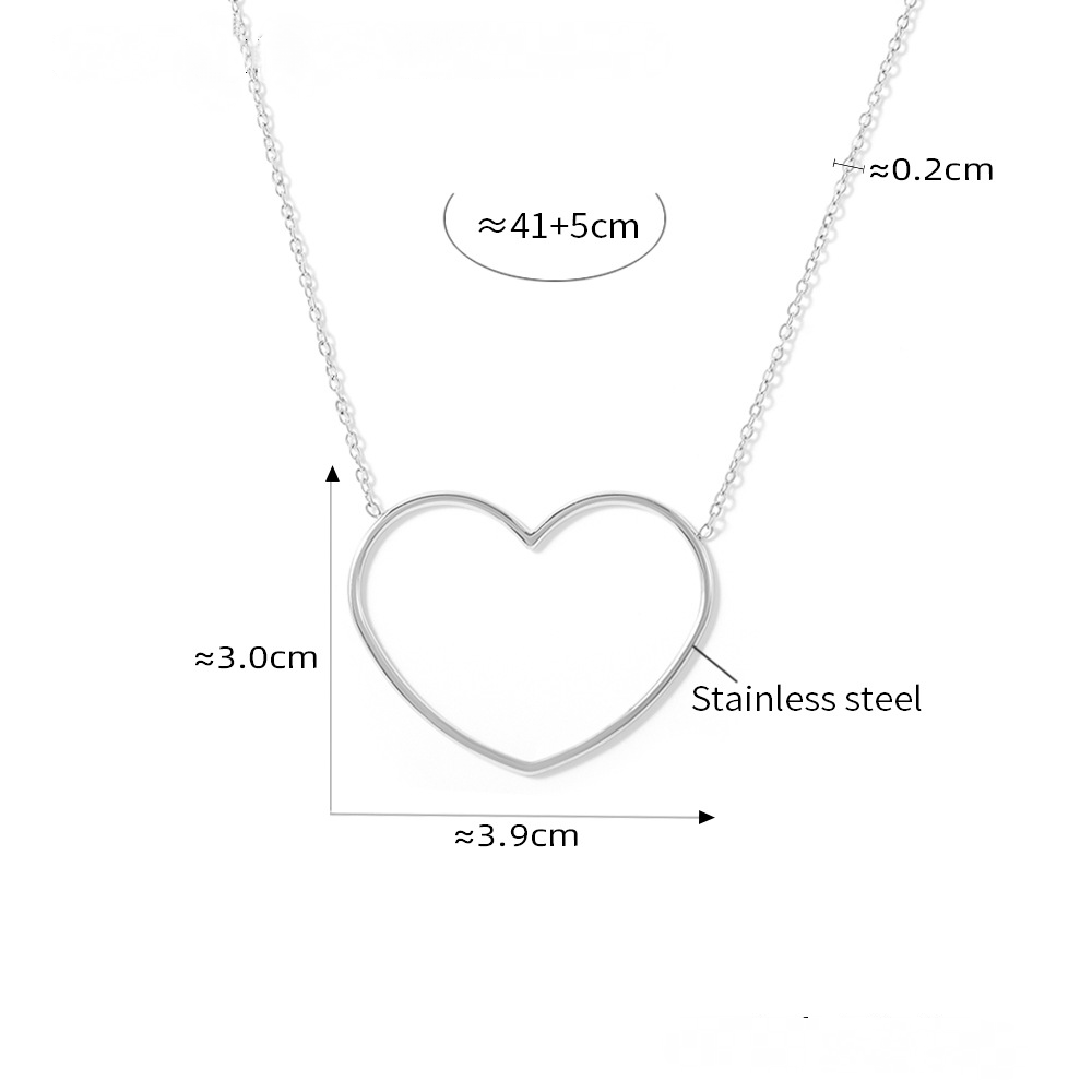 Stainless Steel Heart Line Pendant Stackable Necklace