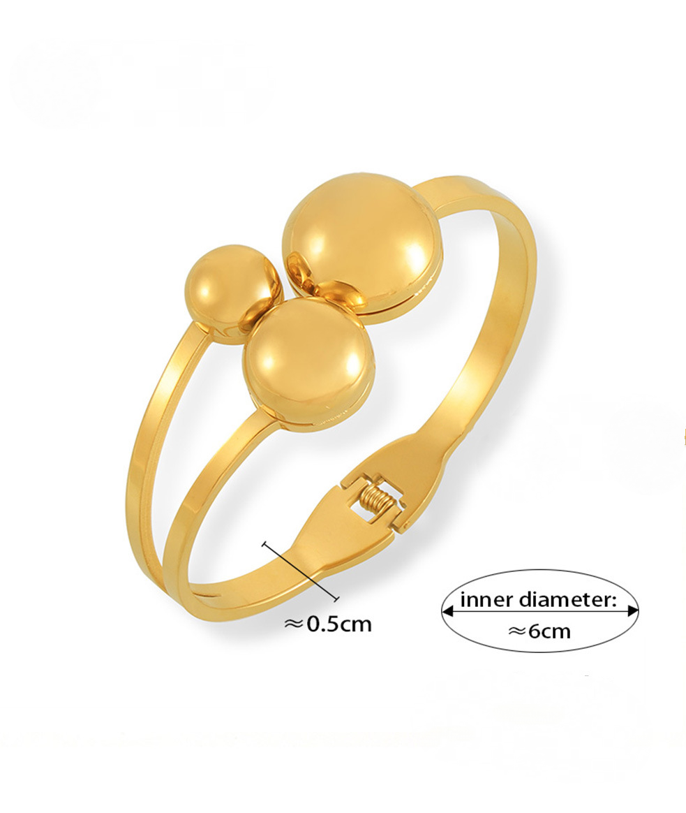 Stainless Steel Three Ball Design Cuff Bracelet