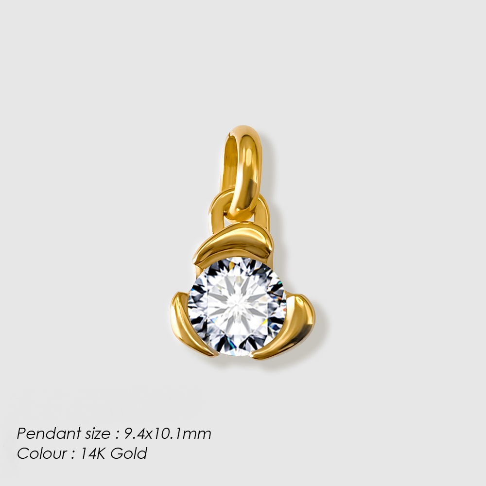 Stainless Steel Moon Star Cubic Zirconia Pendant