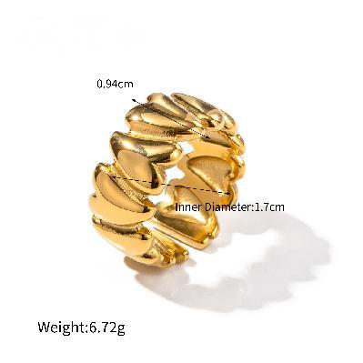 Stainless Steel Retro Heart Geometric Ring