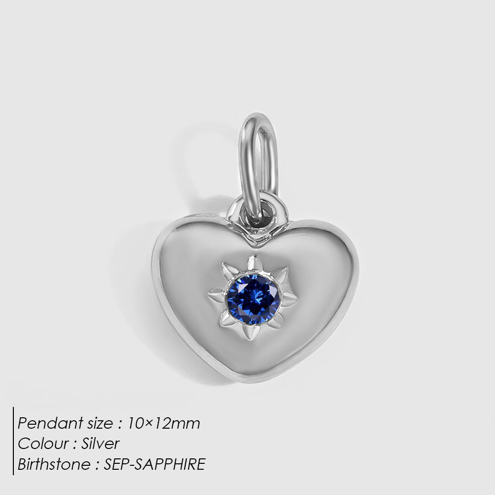 Stainless Steel Rhinestone Heart Pendant