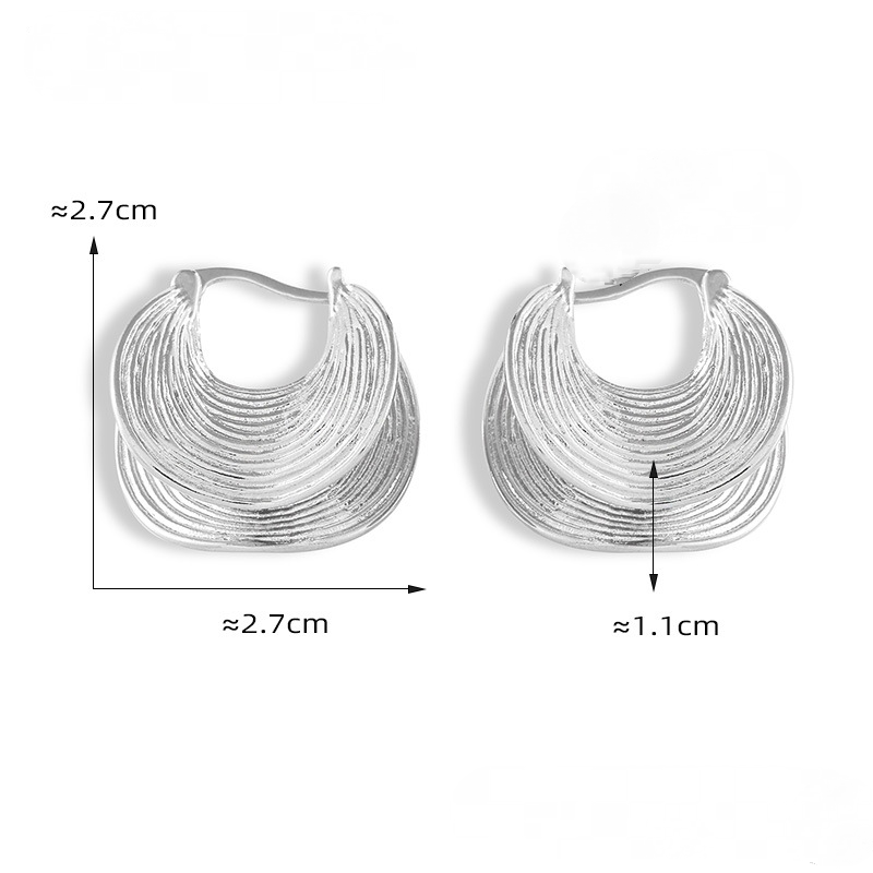 Double-layer Geometric Lines Textured Hoop Earrings
