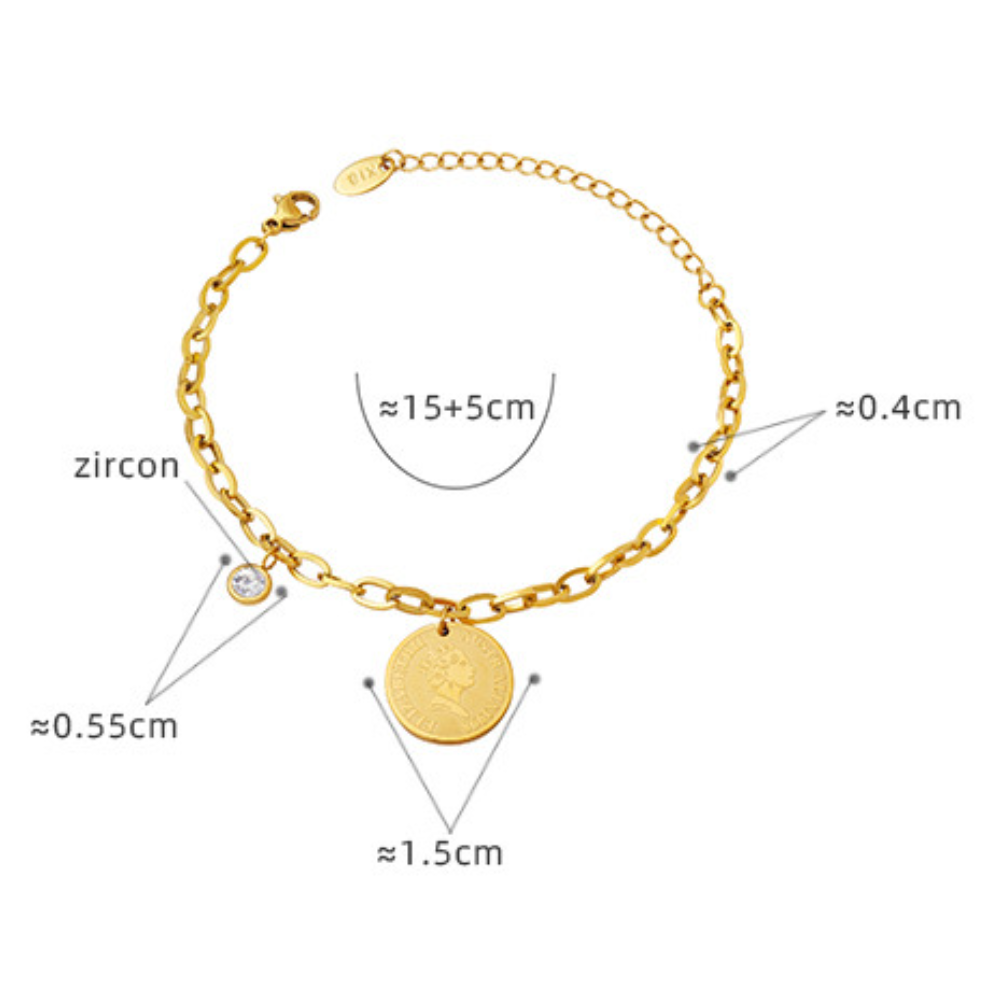 Stainless Steel Round Portrait Pendant Bracelet
