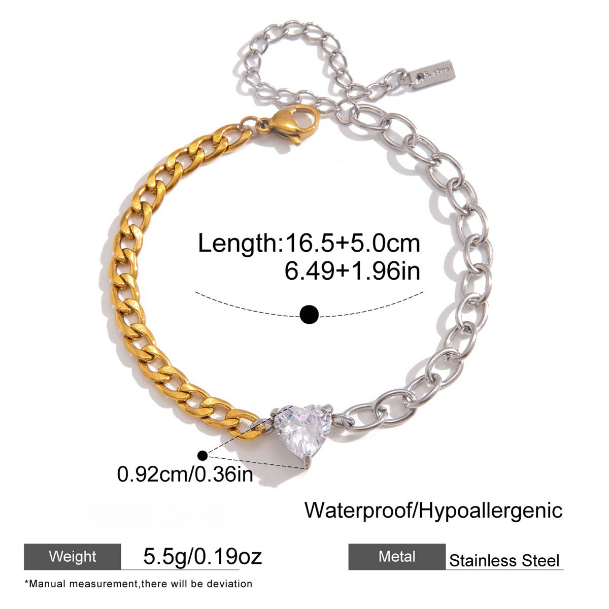 Stainless Steel Cubic Zirconia Chain Bracelet
