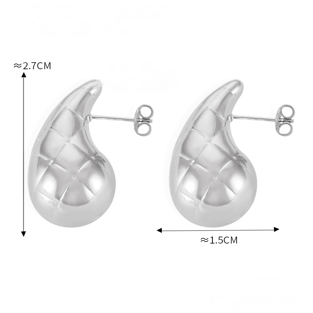 Stainless Steel Textured Exaggerated Hoop Earrings