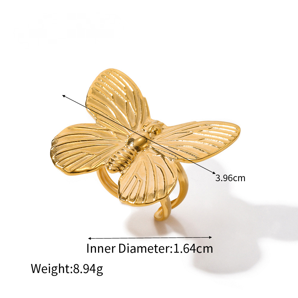 Stainless Steel Four-leaf Clover Cubic Zirconia Ring
