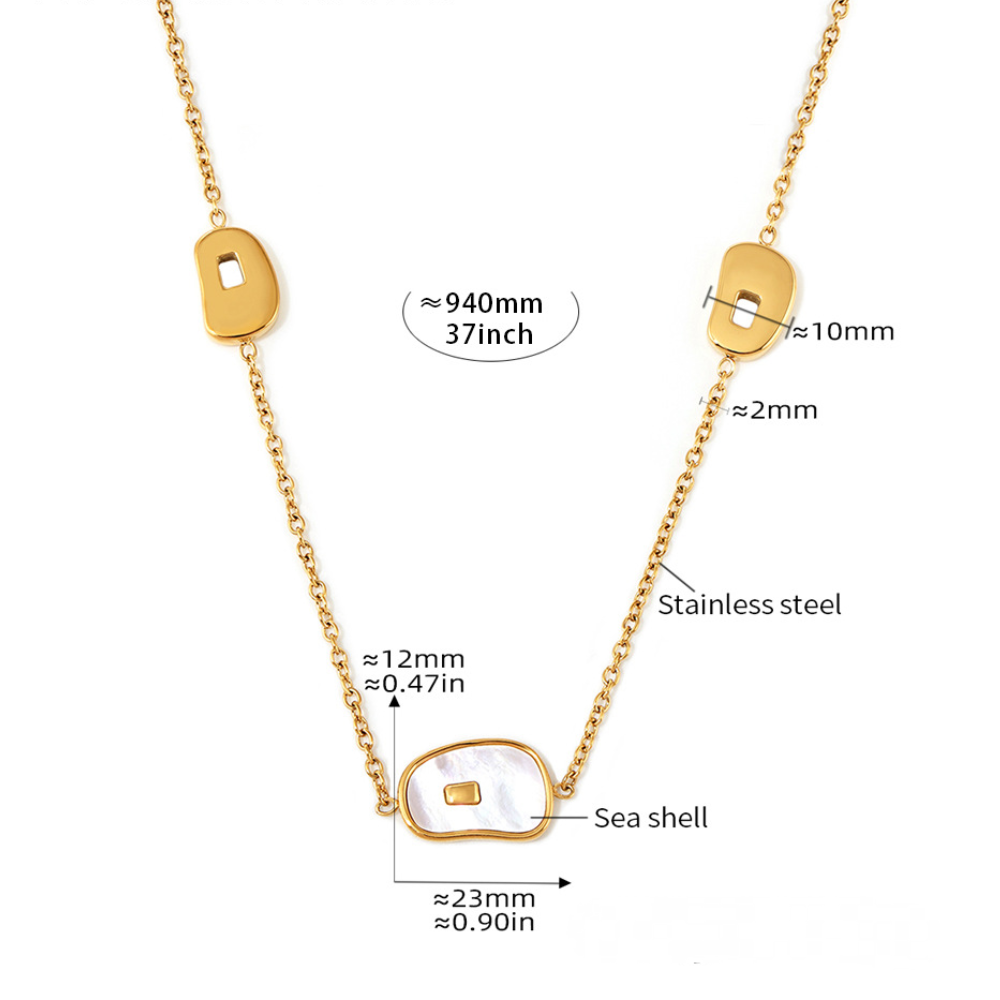 White Sea Shell Pendant Stainless Steel Necklace