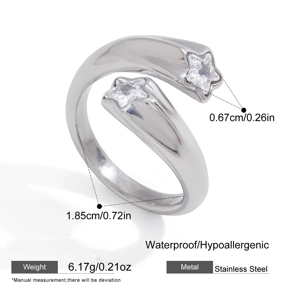 Stainless Steel Paperclip Cubic Zirconia Ring