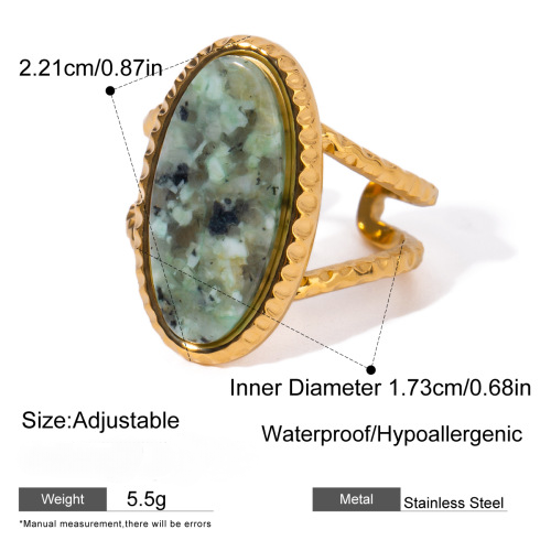 Stainless Steel Natural Turquoise Ring