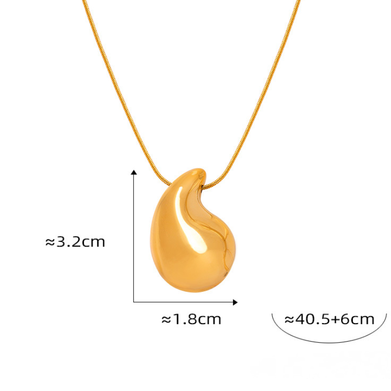 Stainless Steel Water Drop Necklace Texture Earrings Jewelry Suit