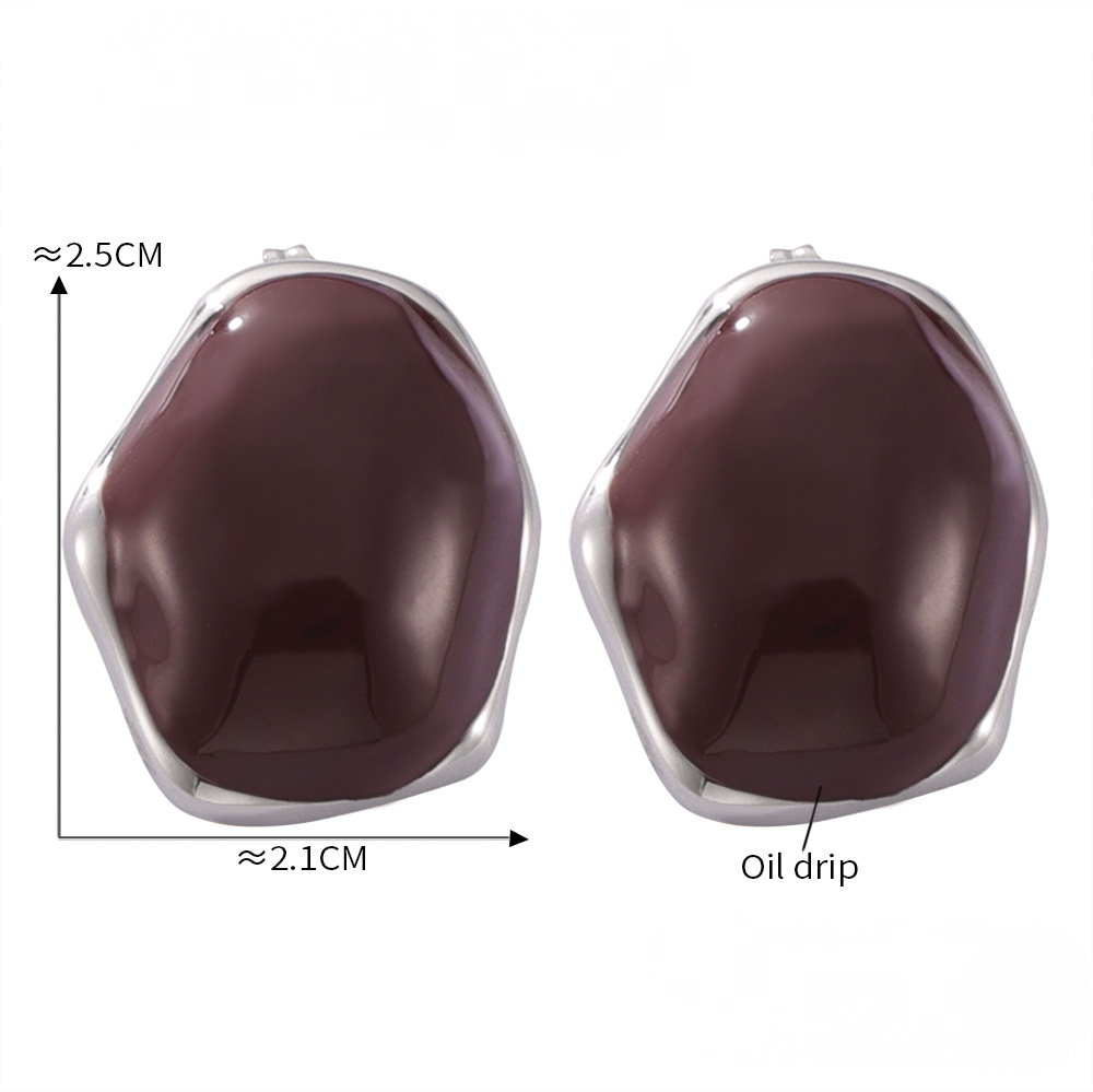 Round Oil Drop Stainless Steel Necklace Earrings Jewelry Suit