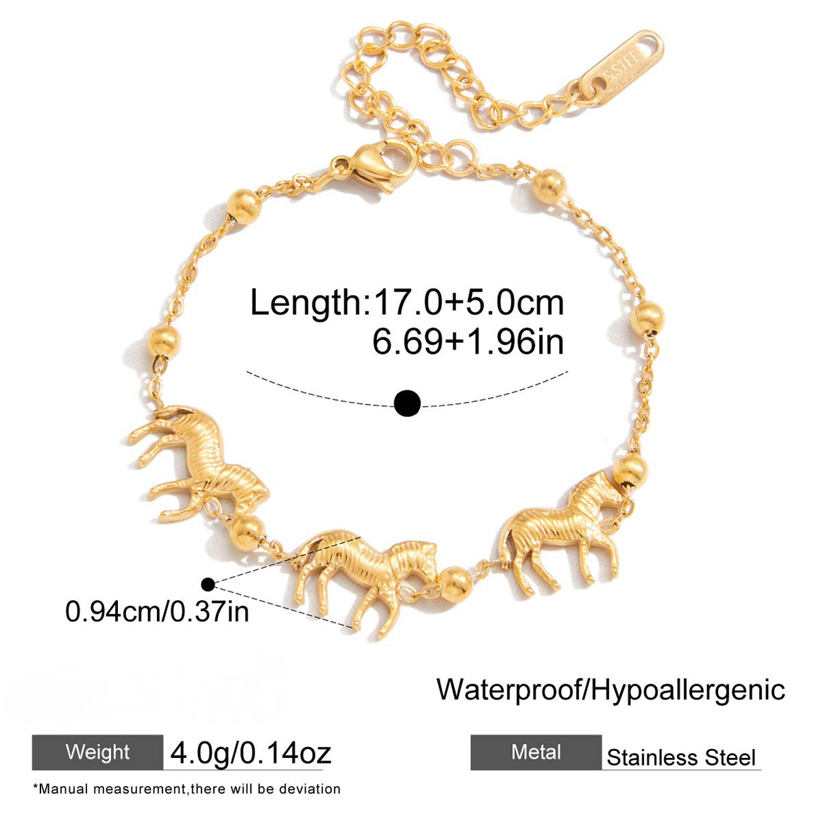 Stainless Steel Animal Bead Chain Bracelet