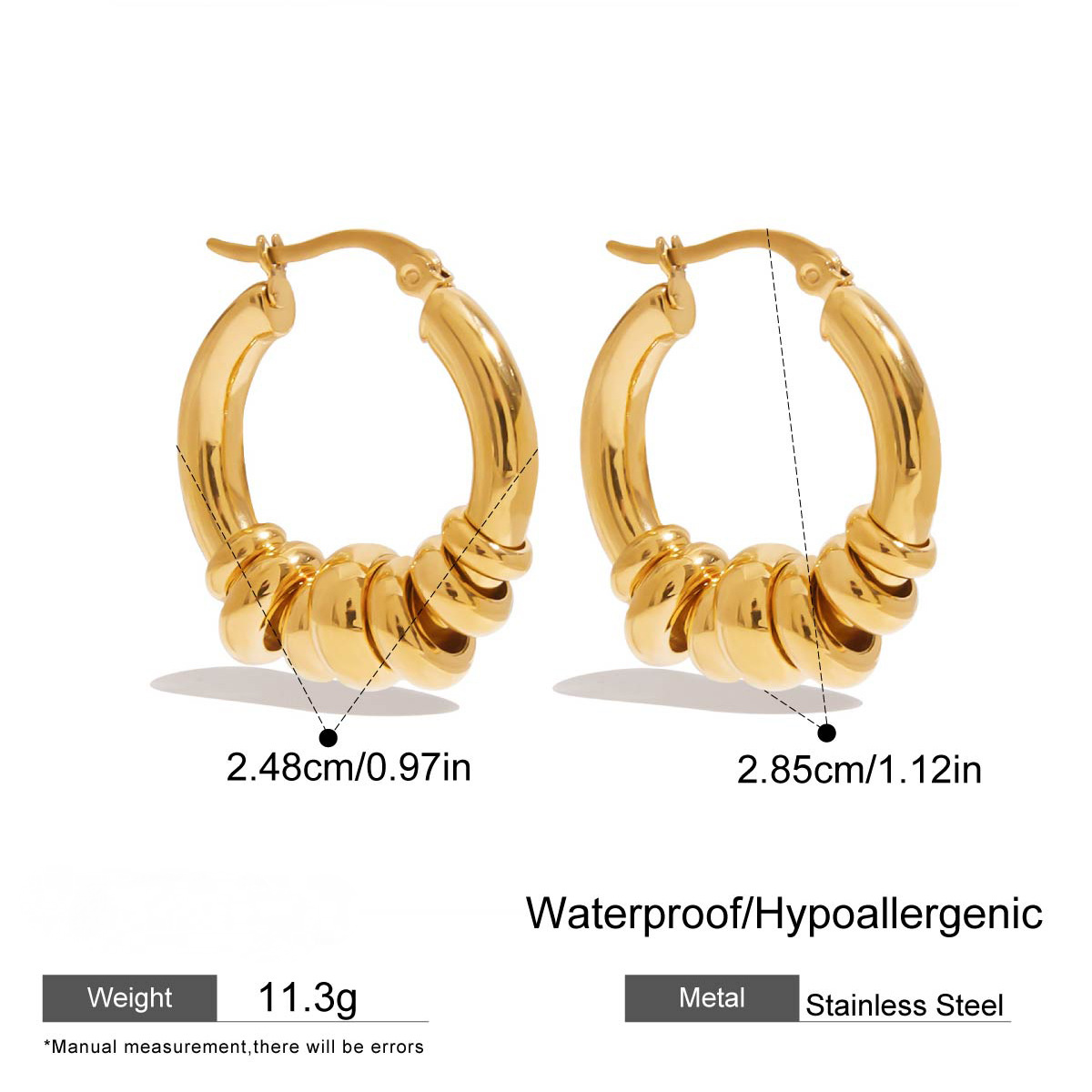 Stainless Steel Circular Geometric Hoop Earrings