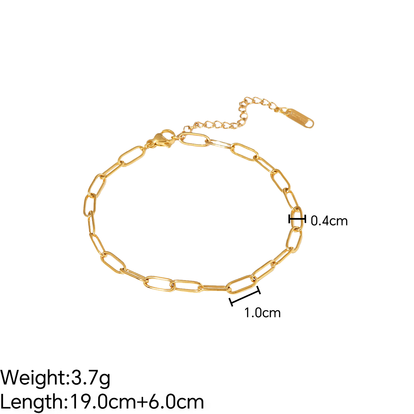 Stainless Steel 18K Gold PVD Paperclip Chain Anklet