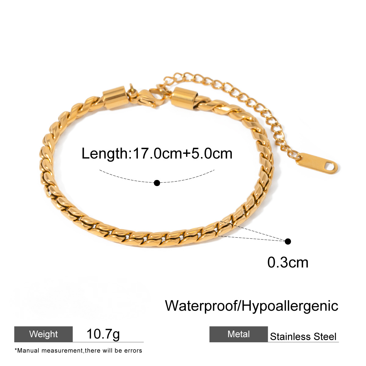 3mm Stainless Steel Round S-clasp Chain Necklace