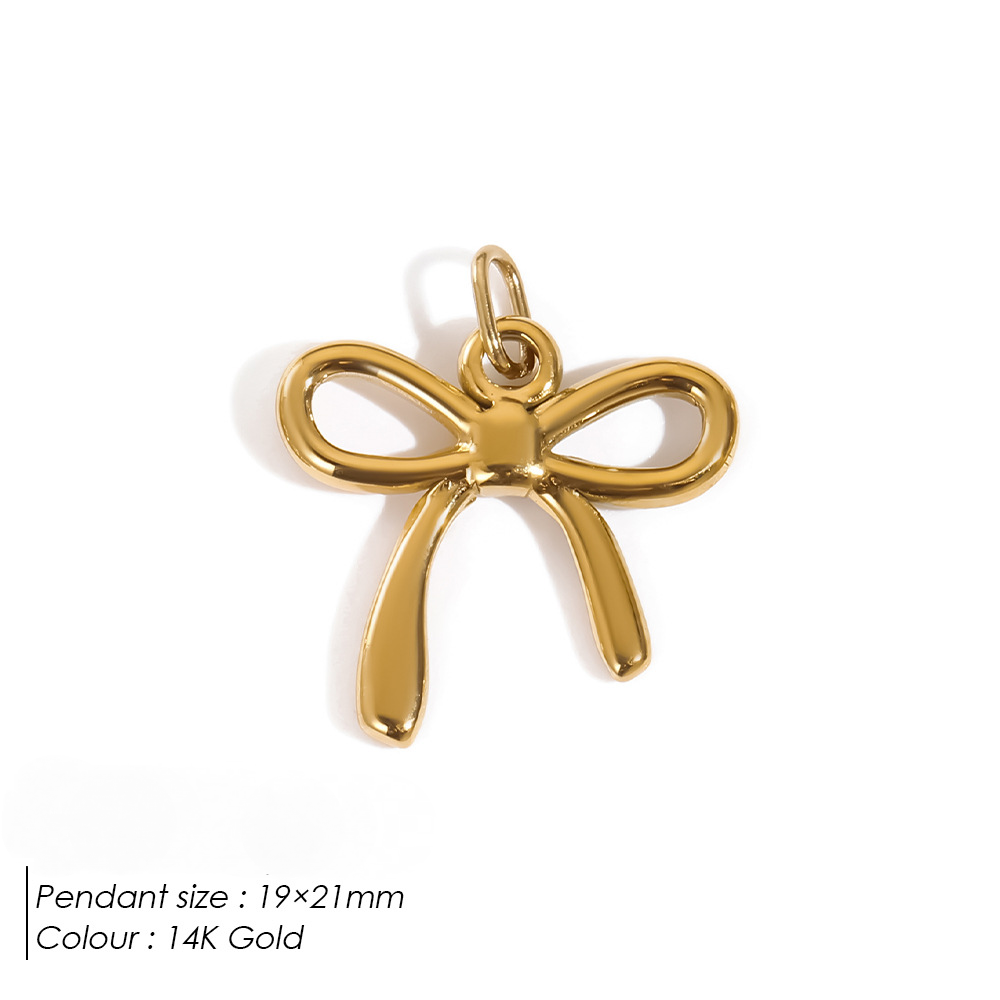 Stainless Steel Hollowed-out Bowknot Series Pendant